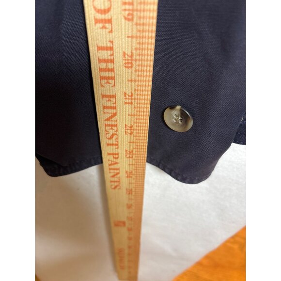 Lands End Mens Cotton Jacket L Navy & Brown Plaid Lining Button-Up Made In China - Picture 10 of 12